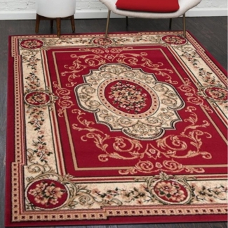 Mazovia Orientteppich Orientalisch Vintage Teppich Kurzflor Wohnzimmerteppich Rot, 70x130 cm, Fußbodenheizung