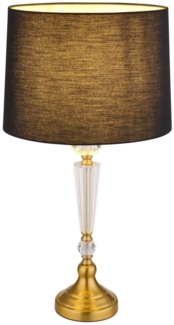 Tischleuchte, Messing, schwarz, K5-Kristalle, H 66 cm