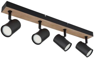 Deckenleuchte, Spotstrahler, Metall, Holzoptik, L 55,5 cm