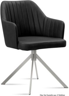 Armlehnstuhl (4er-Set) Dorthe 58 x 81 x 60 Edelstahl/Anthrazit