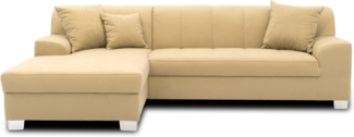 DOMO. collection Ecksofa Capri, Sofa in L-Form mit Schlaffunktion und Füßen aus Chrom, Schlafsofa, Eckcouch, Polsterecke, Couch 239 x 152 x 75 cm (BxTxH), beige