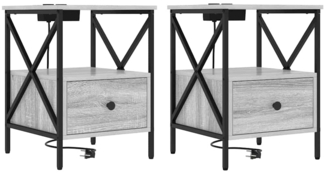 vidaXL Nachttisch Grau Sonoma 41,5 x 40,5 x 55 cm Holzwerkstoff 859557