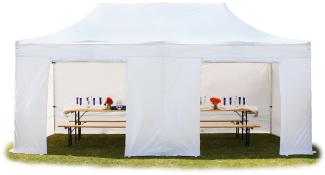 3x6 m Faltpavillon, PROFESSIONAL Alu 40mm, feuersicher, Seitenteile ohne Fenster, weiß