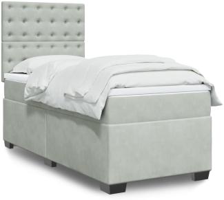 vidaXL Boxspringbett mit Matratze Hellgrau 100x200 cm Samt 3290846