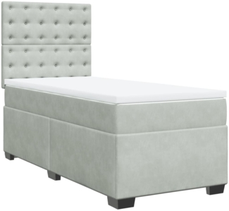 vidaXL Boxspringbett mit Matratze Hellgrau 100x200 cm Samt 3290846