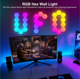 Athlix LED Wandleuchte LED Hexagon Panel Sechseck Wandbeleuchtung RGB Bluetooth, LED fest integriert, Musiksynchronisation, App & Fernbedienung