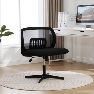 Armloser Drehstuhl mit Wippfunktion, höhenverstellbar, Mesh-Bezug, schwarz, 61x55x73-85 cm