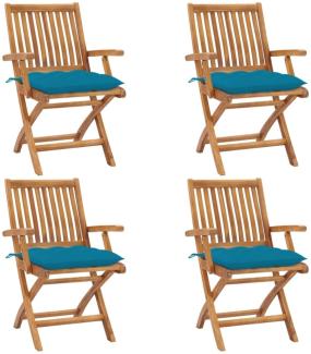 vidaXL Klappbare Gartenstühle mit Kissen 4 Stk. Massivholz Teak 3072742