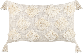 Dekokissen Geometrisches Muster PAPAVER Baumwolle 55 x 35 cm Helles Beige