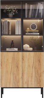 OKWISH Vitrine mit Glastüren (Hochschrank, Standvitrine, Highboard, 1-St, 5-stöckige) mit LED-Leuchten