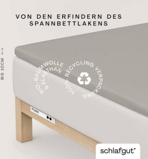 Schlafgut Spannbettlaken PURE TOPPER in Gr. 90x200, 140x200 oder 180x200 cm, Laken für Topper, Jersey-Elasthan, Gummizug: rundum, (1 Stück), aus 100% Bio-Baumwolle, für Matratzen bis 10 cm Höhe, Bettlaken