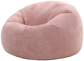 icon Kingston Großer Sitzsack, Jumbo Cord Sitzsack, Dawn Pink, Sitzsack für Erwachsene mit Füllung inklusive, Bequemer Lounging Chair für jedes Alter