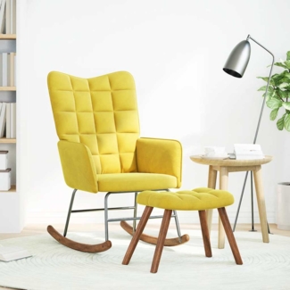 vidaXL Schaukelstuhl mit Hocker Gelber Samt 4016850