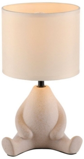 Licht-Erlebnisse Nachttischlampe FERLIN, ohne Leuchtmittel, Stoff Keramik D: 19,5 cm rund 32 cm Beige E27 Modern Keramikleuchte
