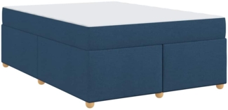 vidaXL Bettgestell mit Matratze mit Matratze Blau 160 x 200 cm Stoff 3399369