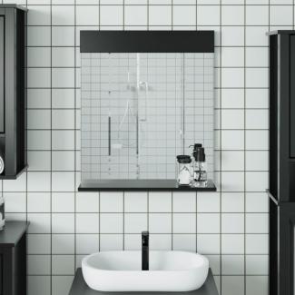 vidaXL Badspiegel mit Ablage BERG Schwarz 60x12x70 cm Massivholz 358559