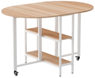 Mondeer Esstisch Klappbarer (1 Tisch), Gestell aus Metall, mit Zwei offene Ablagefächer, Breite 120cm