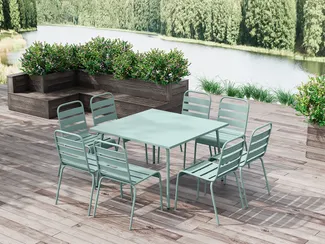 Vente-unique - MIRMANDE Gartenessgruppe Metall Grün - B 120 cm59 cm x H 75 cm79 cm x L 120 cm47,5 cm