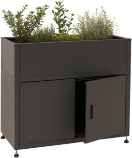 Hochbeet HWC-O85, Metallhochbeet Blumenkasten Pflanzkübel Stauraum, Metall 33kg 91x101x51cm ~ anthrazit