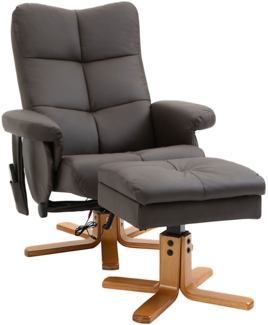 Relaxsessel, mit Hocker Massagesessel Fernsehsessel 145° Neigung 10 Vibrationpunkte, Kunstleder, Braun,