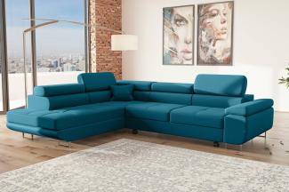 Stylefy Marokko Ecksofa Türkis Velours KRONOS Links