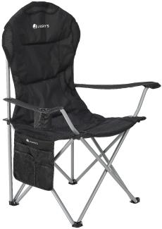 Juskys Campingstuhl Lido mit Getränkehalter & Tasche - Camping Klappstuhl gepolstert - Faltstuhl Angelstuhl Strandstuhl Chair - Stuhl Schwarz