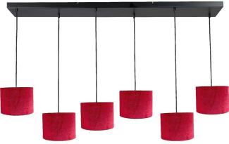 Pendelleuchte Venus 6-flammig Samt Rot 130x40 cm