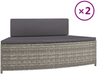 vidaXL Whirlpool-Bänke mit Auflagen 2 Stk. Grau Poly Rattan 362263