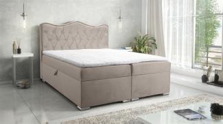 Boxspringbett Schlafzimmerbett SULTAN New in Stoff Velvet X Hellgrau 220x200cm