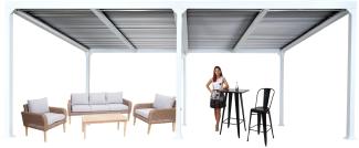 Alu Pergola HWC-L41, Lamellen-Pavillon Terrassenüberdachung, stabiles 8cm-Metall-Gestell 3x6m ~ weiß