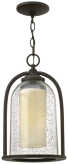 Außenleuchte, Pendellampe, ALU Glas, D 23,5 cm, Bronze