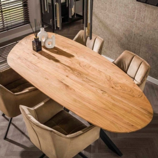 LEVEN Lifestyle Esstisch LANO Esszimmertisch organische Form 215 cm massiv, Breite: 100 cm