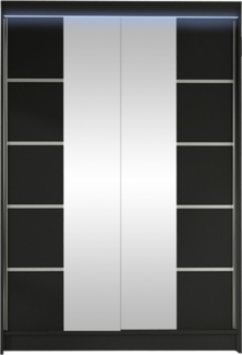 Kleiderschrank Lino V, mit RGB LED Beleuchtung, Farbe: Schwarz