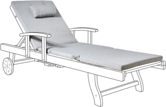 Liegenauflage TOSCANA JAVA AMANTEA PREMIUM 189x58 cm Grau