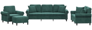 vidaXL 4-tlg. Sofagarnitur mit Kissen Dunkelgrün Samt 3202202