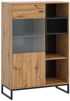 Vitrine Olier WIT90 OL10, ohne Beleuchtung, Farbe: Artisan Eiche / Artisan Eiche + Schwarz Matt