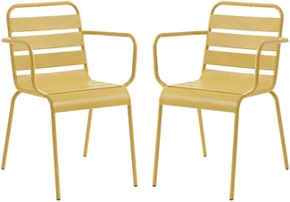 Vente-unique - MIRMANDE Gartenessgruppe Metall Gelb - B 59 cm x H 79 cm x L 56 cm