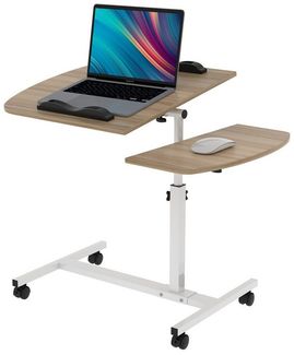 JEOBEST Computertisch Laptoptisch, Laptopständer Holz, Mobiler Beistelltisch Pflegetisch, Computertisch mit Rollen, Höhenverstellbar(61.5-96.5cm) Neigbare 180°