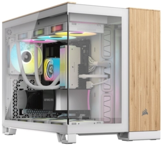 CORSAIR Geh mATX 2500X (Tempered Glass) White/Bamboo Wood
