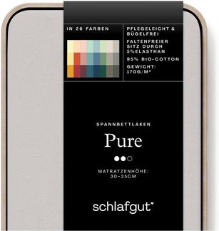 Schlafgut 'Pure' Spannbettlaken, Gummizug: rundum, für Matratzen bis 30cm Höhe, Bio-Baumwolle mit Elasthan, Grey Light, S 90x190 cm - 100x220 cm