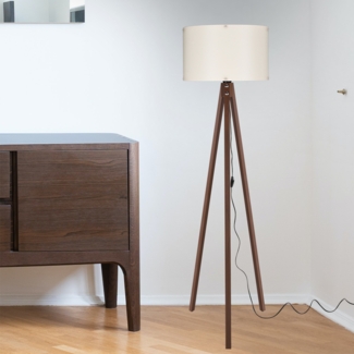 Lux. pro 'Guildford' Stehleuchte E27, Walnussoptik / Creme, Höhe: 136 cm