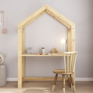 IDIMEX Kinderschreibtisch LIA, Kinder Basteltisch in Hausform, Maltisch höhenverstellbar skandi natur