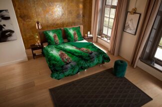 PURE luxury collection Wendebettwäsche Amazone, Microfaser, 2 teilig, Mikrofaser, 135x200, Pflegeleicht, Reißverschluss, Wendeoptik, Leopard
