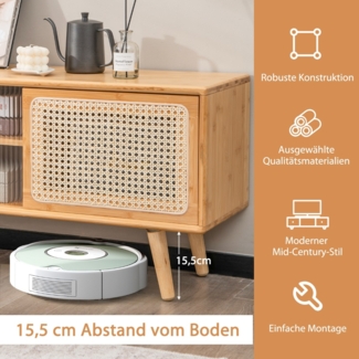 TV-Schrank Moderner TV-Ständer für Fernseher bis 55 Zoll 120,5 x 31 x 45,5 cm Natur