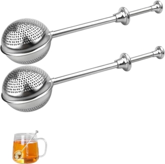 Auledio Teesieb Teezange 2 Stück Teesieb für Losen Tee, Teaballs mit Teleskopgriff, Edelstahl, Teeei 304 Edelstahl, Tea Infuser, Edelstahl-Mehlsieb-Staubwedel