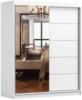MOEBLO Schiebetürenschrank EVA 05 (Garderobe Schiebtüren Schlafzimmer Wohnzimmerschrank, Moderner Kleiderschrank mit geräumigen Einlegeböden und Kleiderstange, in verschiedenen Farben erhältlich, mit Spiegel, Schwebetürenschrank 2-türig Schrank Kleider...