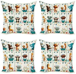 Abakuhaus Kissenbezüge Modern Accent Doppelseitiger Digitaldruck, (4 Stück), Tierwelt Lustiger Affe Elefant