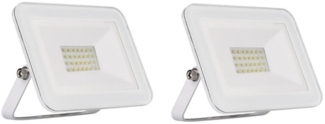 20 Watt LED Flutlichtstrahler 2er SET, 6500 Kelvin Tageslichtweiß, IP65