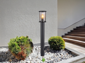 Stehlampe, Außenleuchte, Edelstahl, Glas rauch, H 100 cm