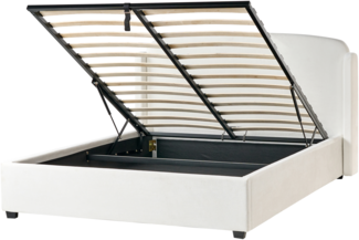 Bett mit Stauraum Stoff BERNAY 160 x 200 cm Cremeweiß